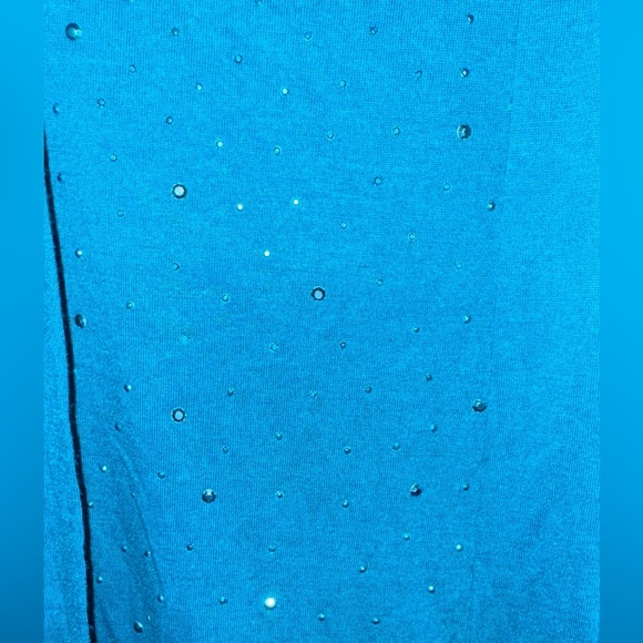 White Stag Women's M Turquoise Open Front Cardigan & Camisole Set with Sequins - Picture 5 of 14